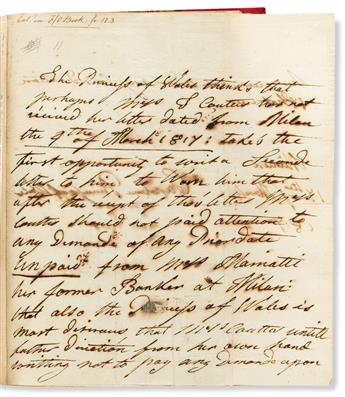 (ALBUM--CAROLINE OF BRUNSWICK.) Group of 29 items Signed, Inscribed, or Signed and Inscribed, by figures associated with Caroline,